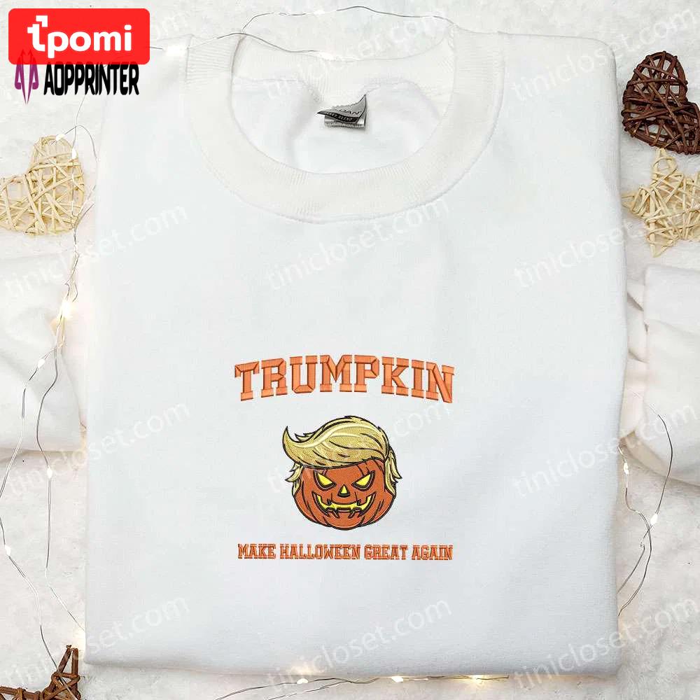 Make halloween great again with trumpkin embroidered shirt – funny & cool halloween attire Embroidered Shirt