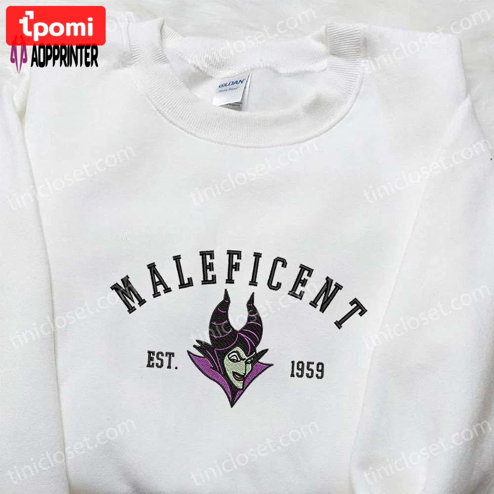 Maleficent est 1959 embroidered hoodie: disney halloween sweatshirt – perfect gift for halloween lovers! Embroidered Shirt