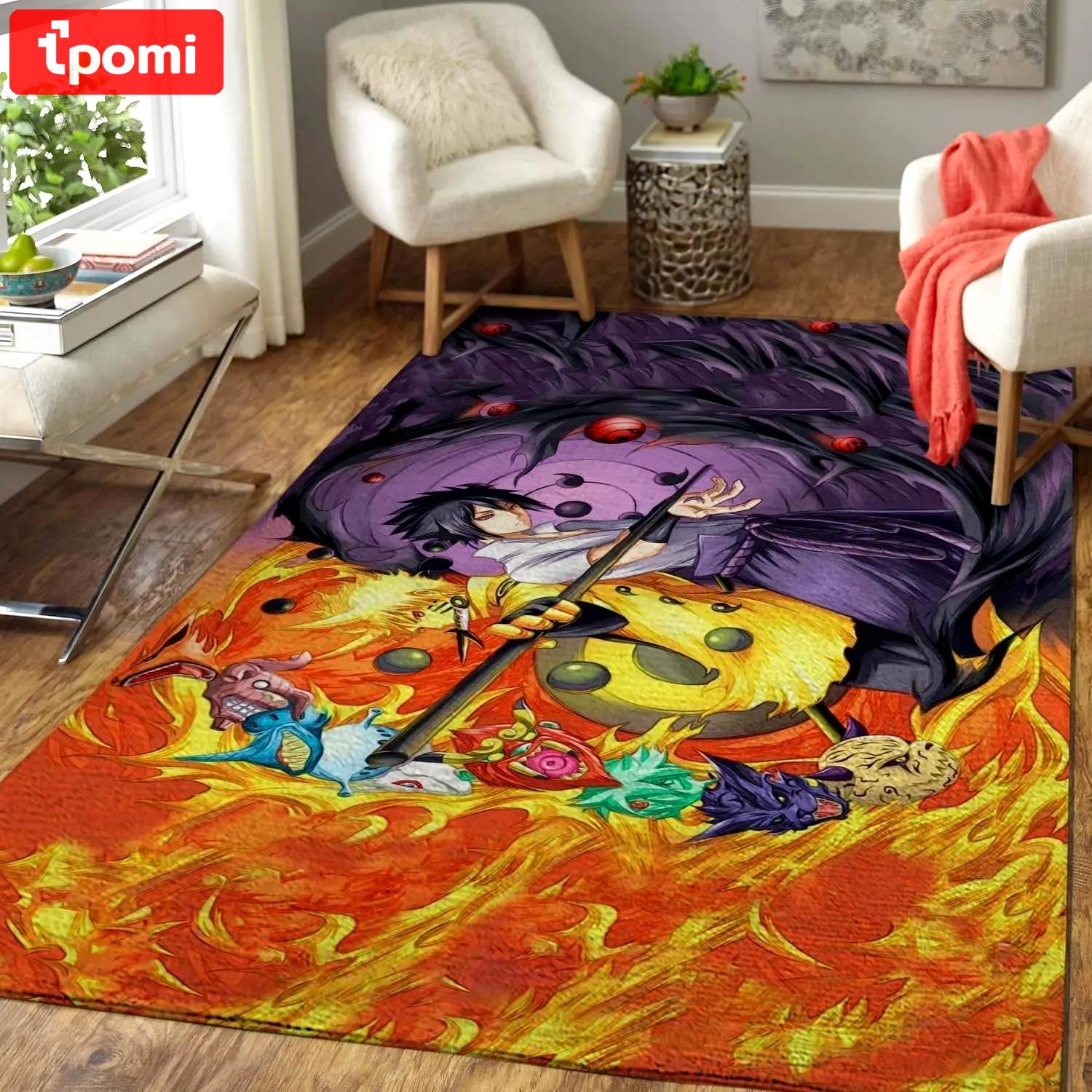 Manga anime fans naruto vs sasuke area rug home decor homebeautyus rug Rectangle Rug