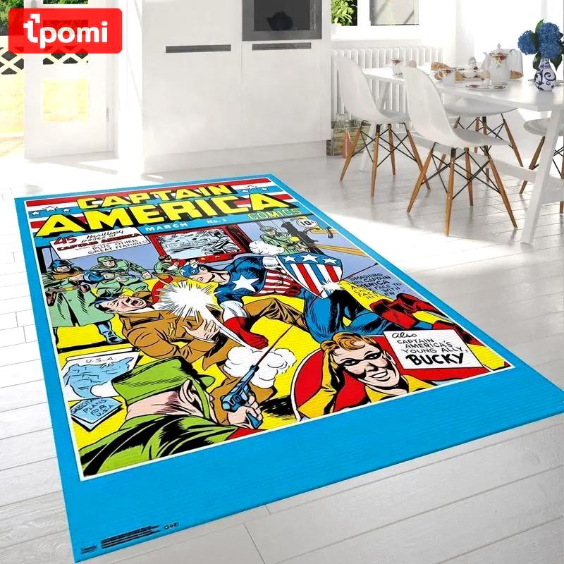 Marvel comics captain america area rug living room and bed room rug rug regtangle carpet floor decor home decor Rectangle Rug