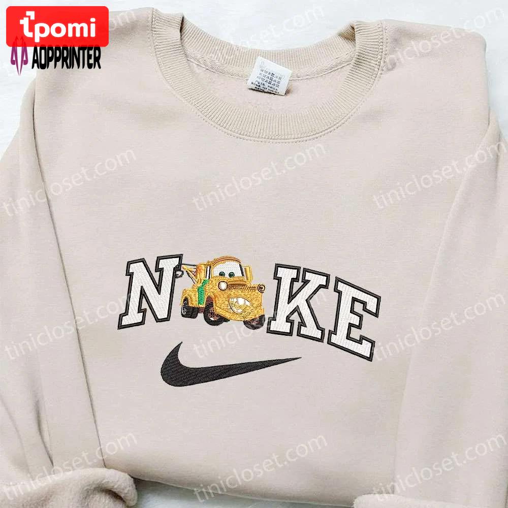 Mater car x nike disney embroidered sweatshirt & characters t-shirt: best family gift ideas Embroidered Shirt