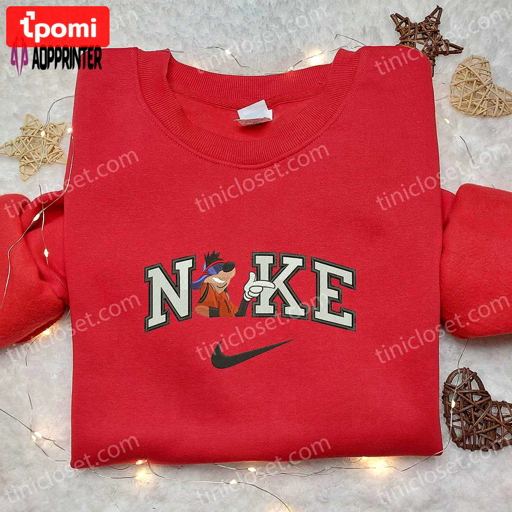Max goof x nike cartoon embroidered shirt: disney characters & nike inspired design Embroidered Shirt