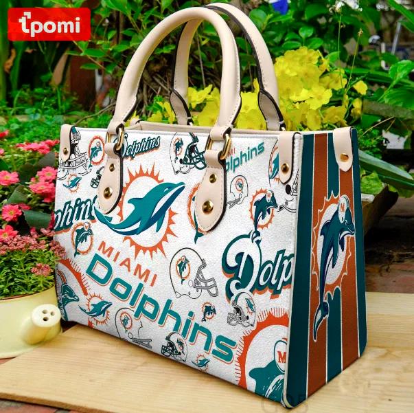 Miami dolphins 3 leather handbag gift for women 4296 Women Leather Hand Bag