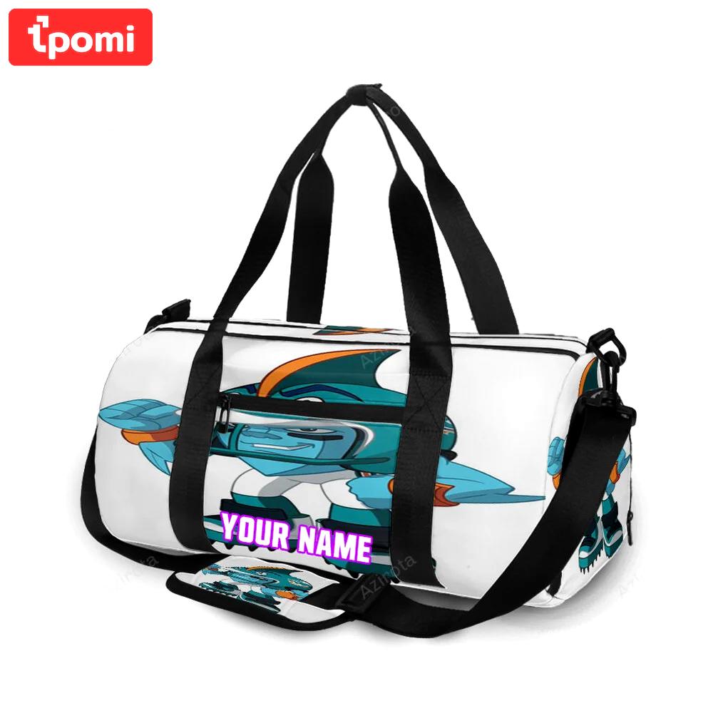 Miami dolphins art illustration personalized name travel bag gym bag 250 Travel Bag