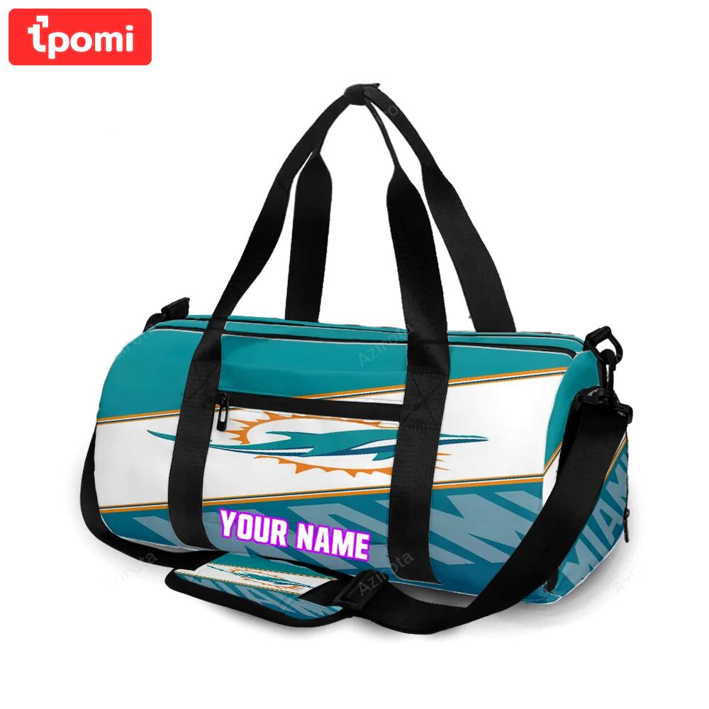 Miami dolphins logo 2 personalized name travel bag gym bag 1073 Travel Bag
