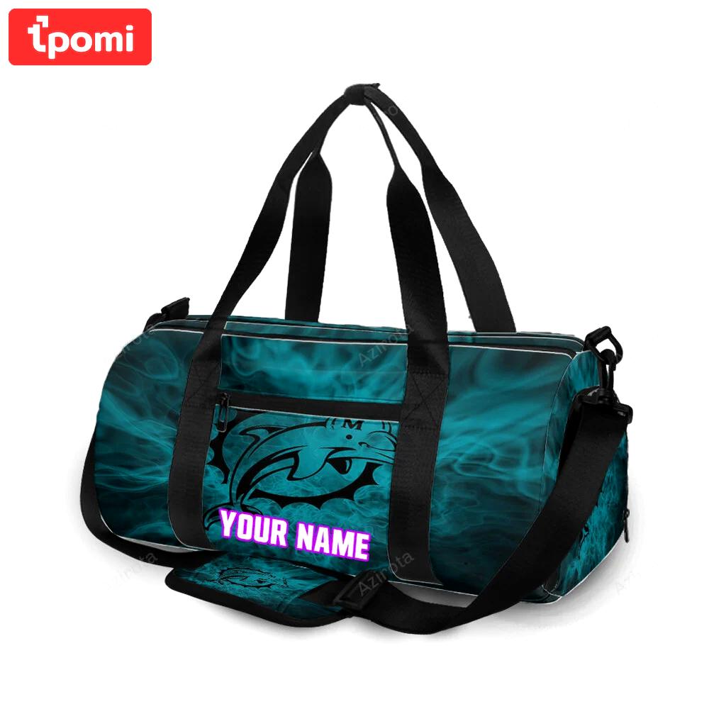 Miami dolphins logo 4 personalized name travel bag gym bag 1942 Travel Bag