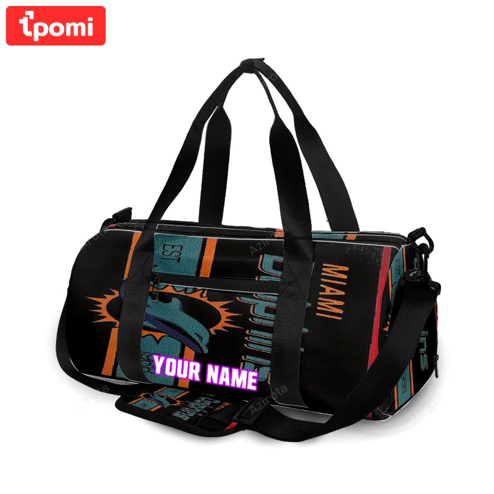 Miami dolphins logo art 6 personalized name travel bag gym bag 315 Travel Bag