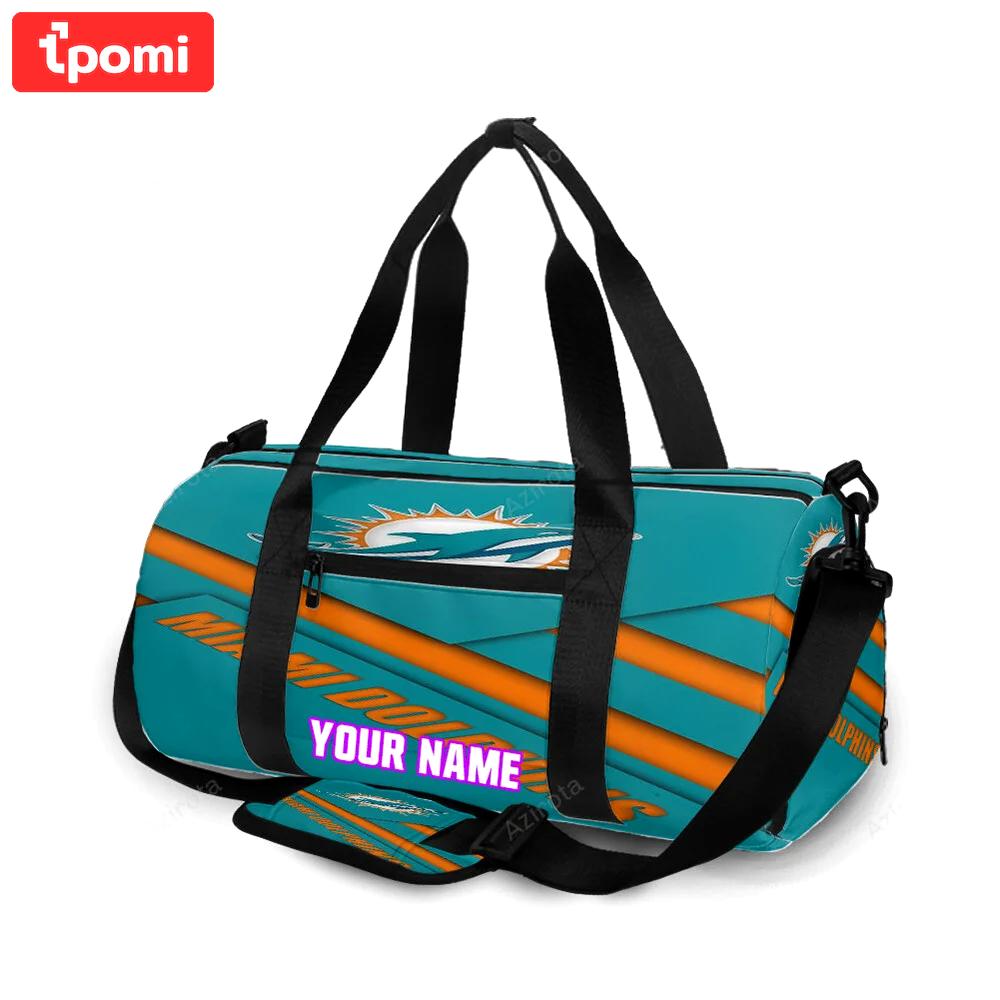 Miami dolphins logo pattern 3 personalized name travel bag gym bag 878 Travel Bag