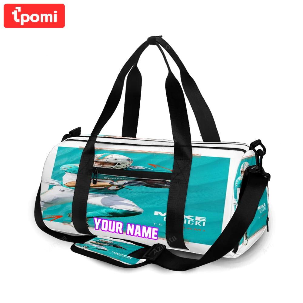 Miami dolphins mike gesicki1 personalized name travel bag gym bag 1372 Travel Bag