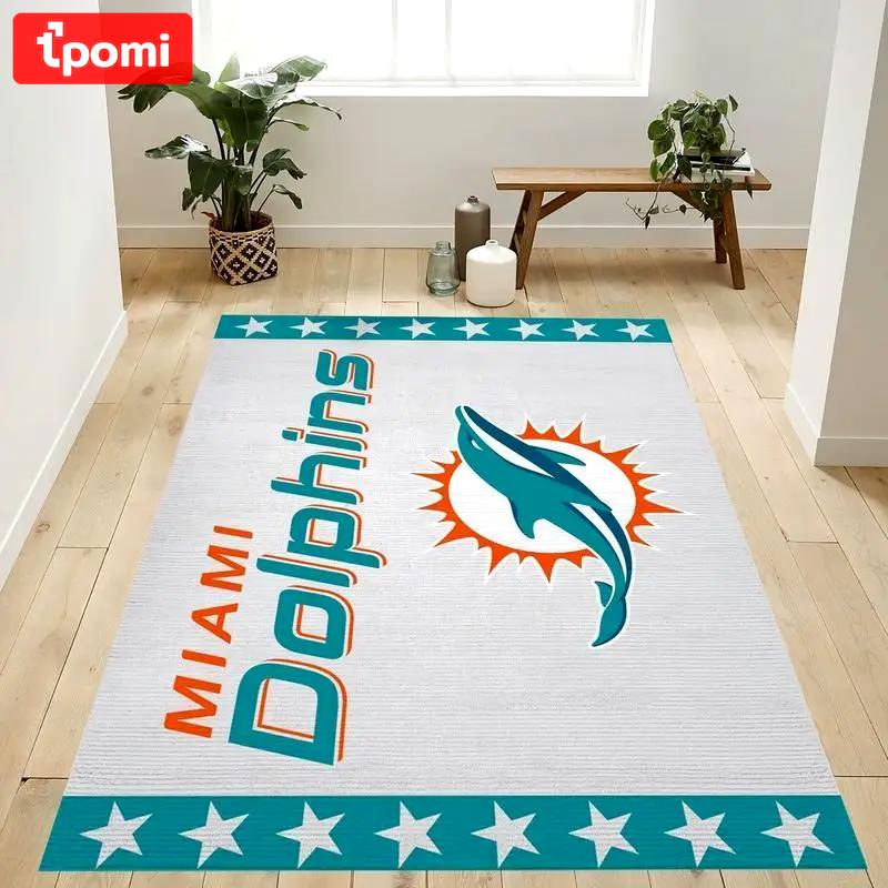 Miami dolphins nfl 1 area rug living room and bed room rug rug regtangle carpet Rectangle Rug