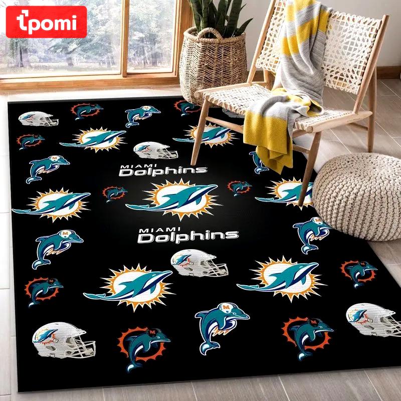 Miami dolphins nfl 15 living room and bed room rug rug regtangle carpet Rectangle Rug