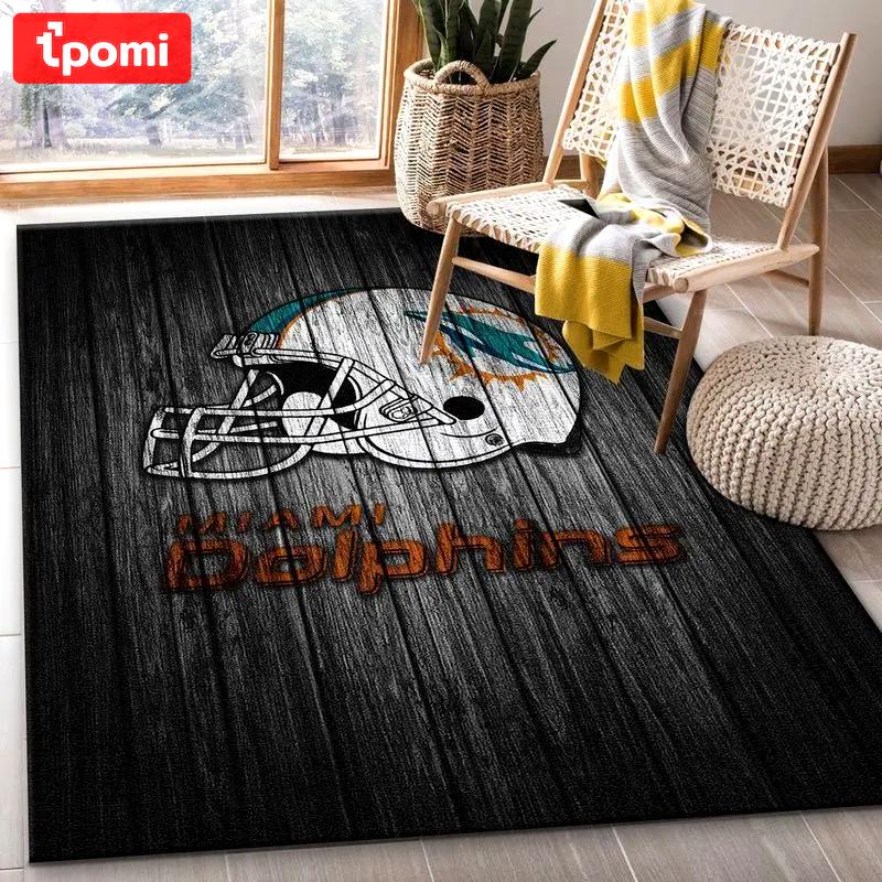 Miami dolphins nfl 22 living room and bed room rug rug regtangle carpet Rectangle Rug