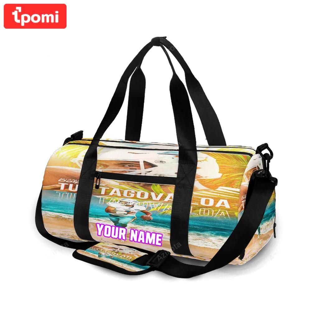 Miami dolphins tua tagovailoa1 personalized name travel bag gym bag 441 Travel Bag