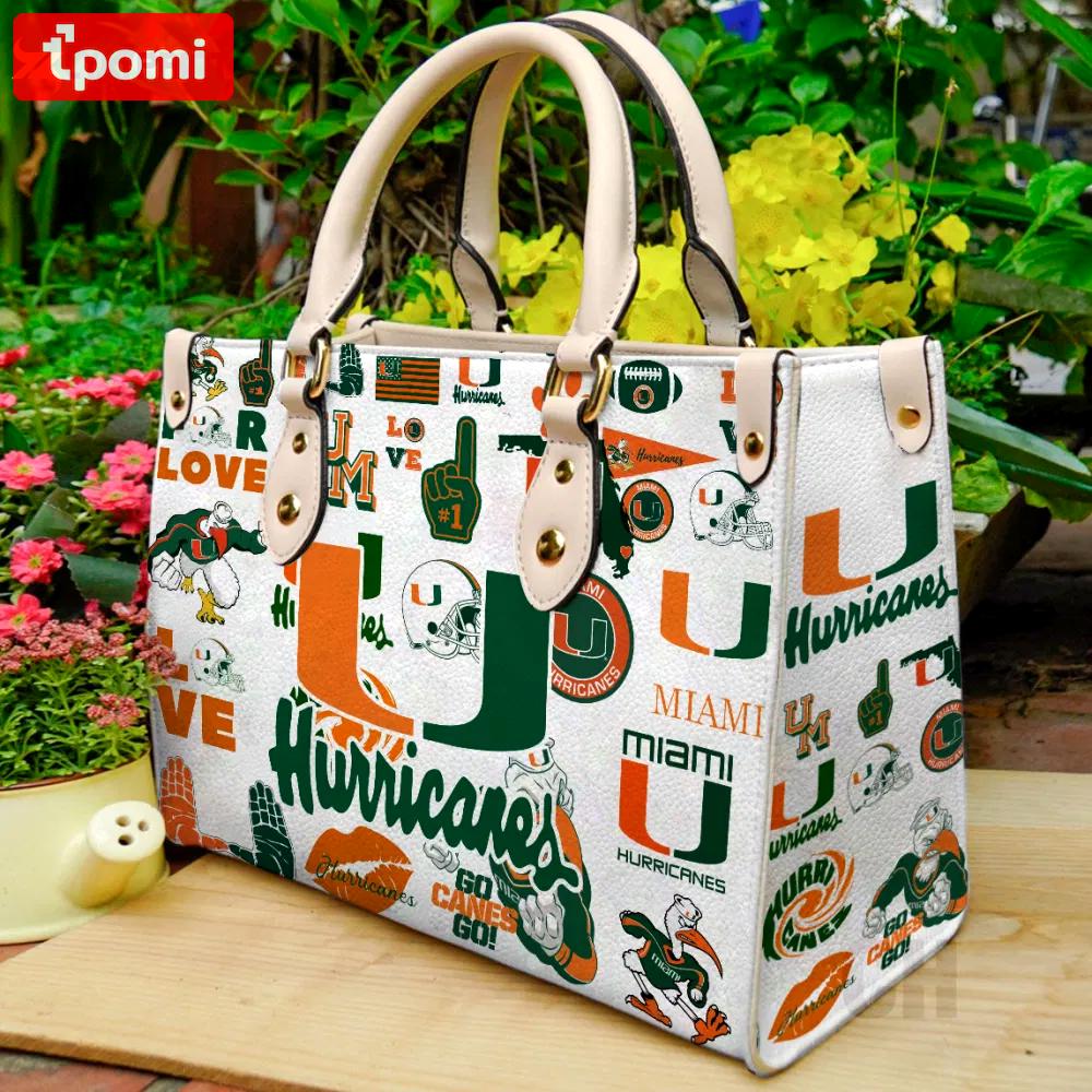 Miami hurricanes 1 leather handbag for women gift 2423 Women Leather Hand Bag