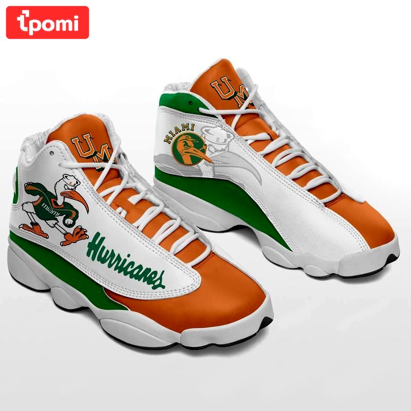 Miami hurricanes forms footballs jd13s Air Jordan 13 Full Size For Fans Gifts For Men Women Sneakers Shoes