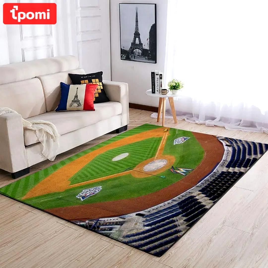 Miami marlins area rug mlb team logo carpet living room rugs v3686 Rectangle Rug