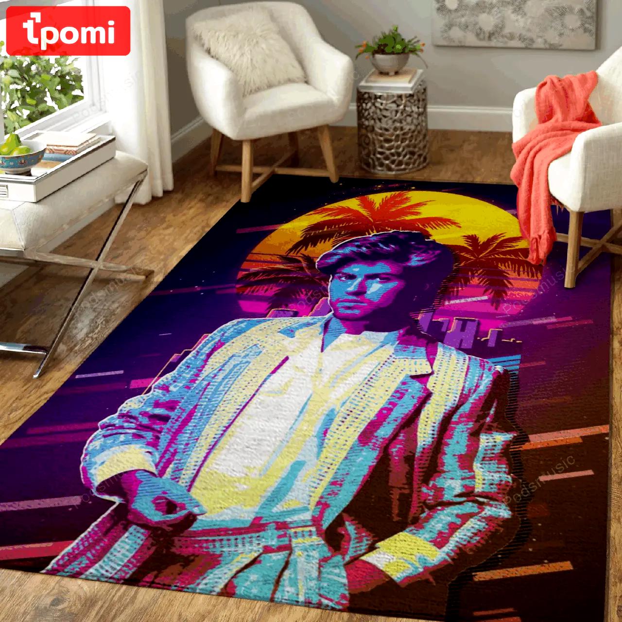 Michael george artwork music synthwave 80s art for fans area rug living room carpet rug regtangle carpet floor decor home decor Rectangle Rug