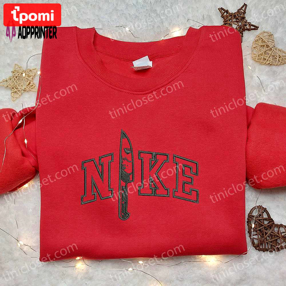 Michael myers knife x nike movie embroidered shirt – best halloween gift ideas Embroidered Shirt