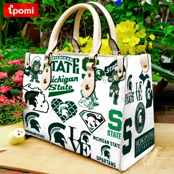 Michigan state spartans leather handbag for women gift 2305 Women Leather Hand Bag