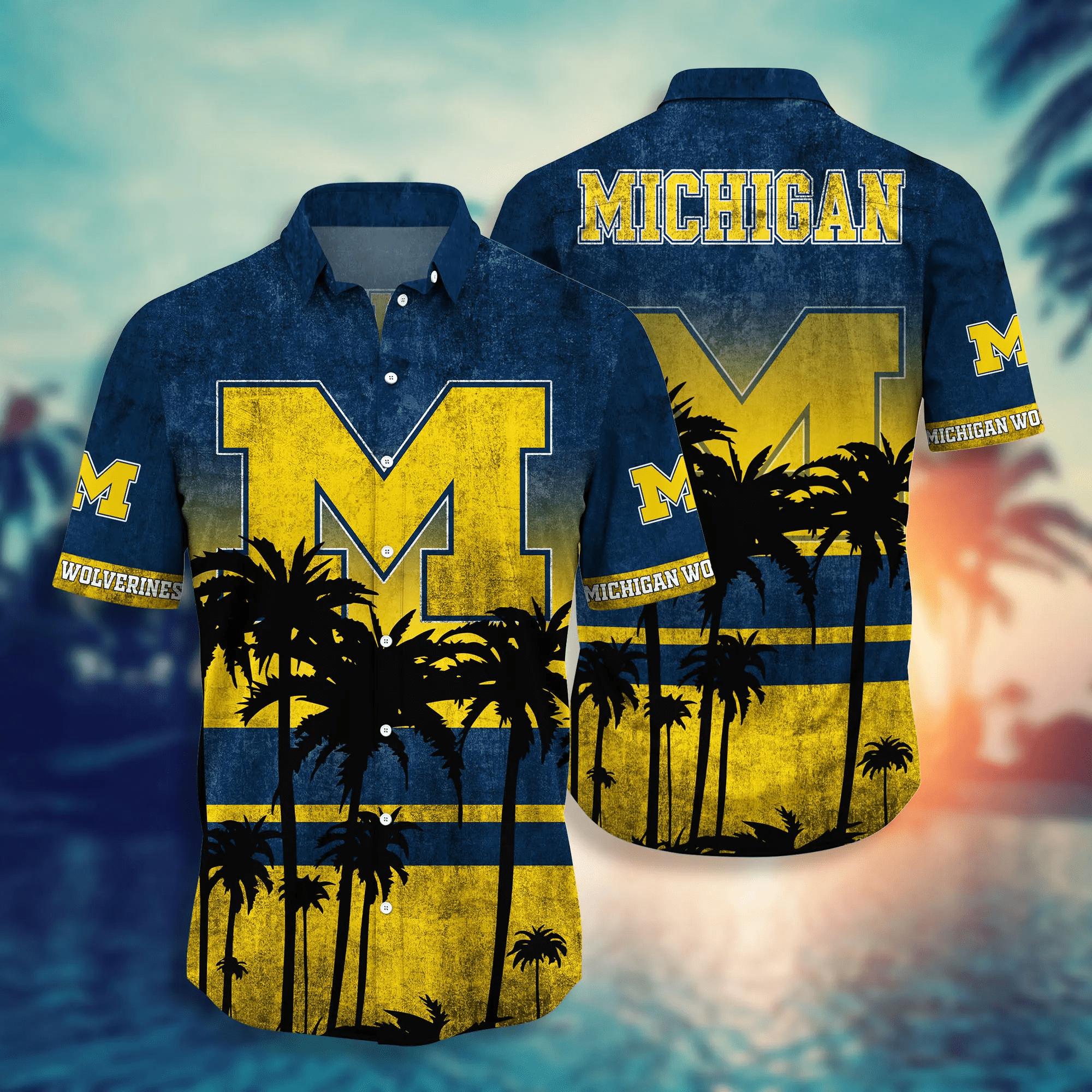Michigan wolverines hawaii shirt short style hot trending summer aloha shirt ver 4 Hawaii Shirt Shorts & Flip Flops