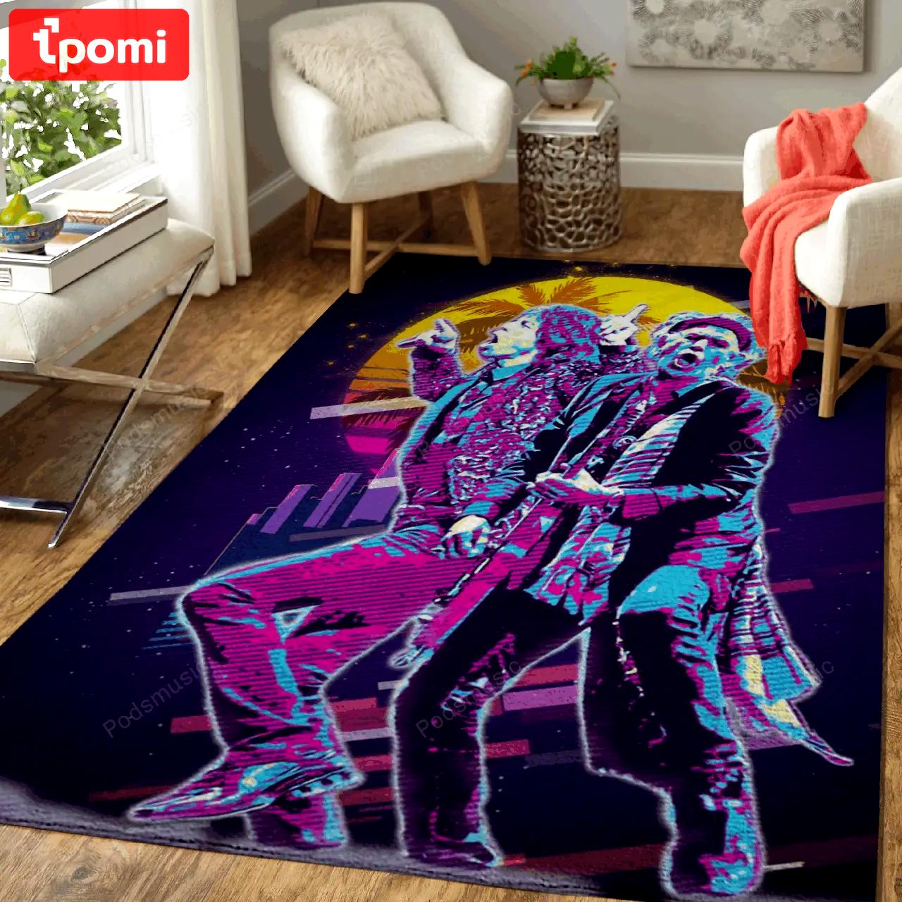 Mick jagger keith richards artwork music synthwave 80s art for fans area rug living room carpet rug regtangle carpet floor decor home decor Rectangle Rug