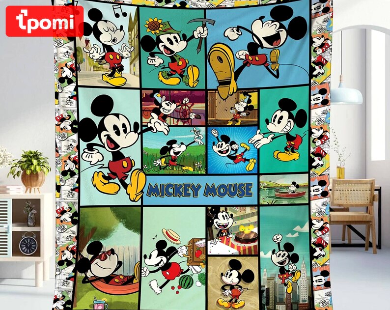 Mickey mouse fleece blanket, mickey mouse throw blanket for couch sofa, birthday gifts Quilt Blanket