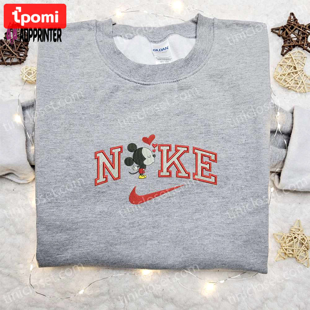 Mickey mouse x nike cartoon embroidered hoodie & shirt: best valentine’s day gift ideas Embroidered Shirt