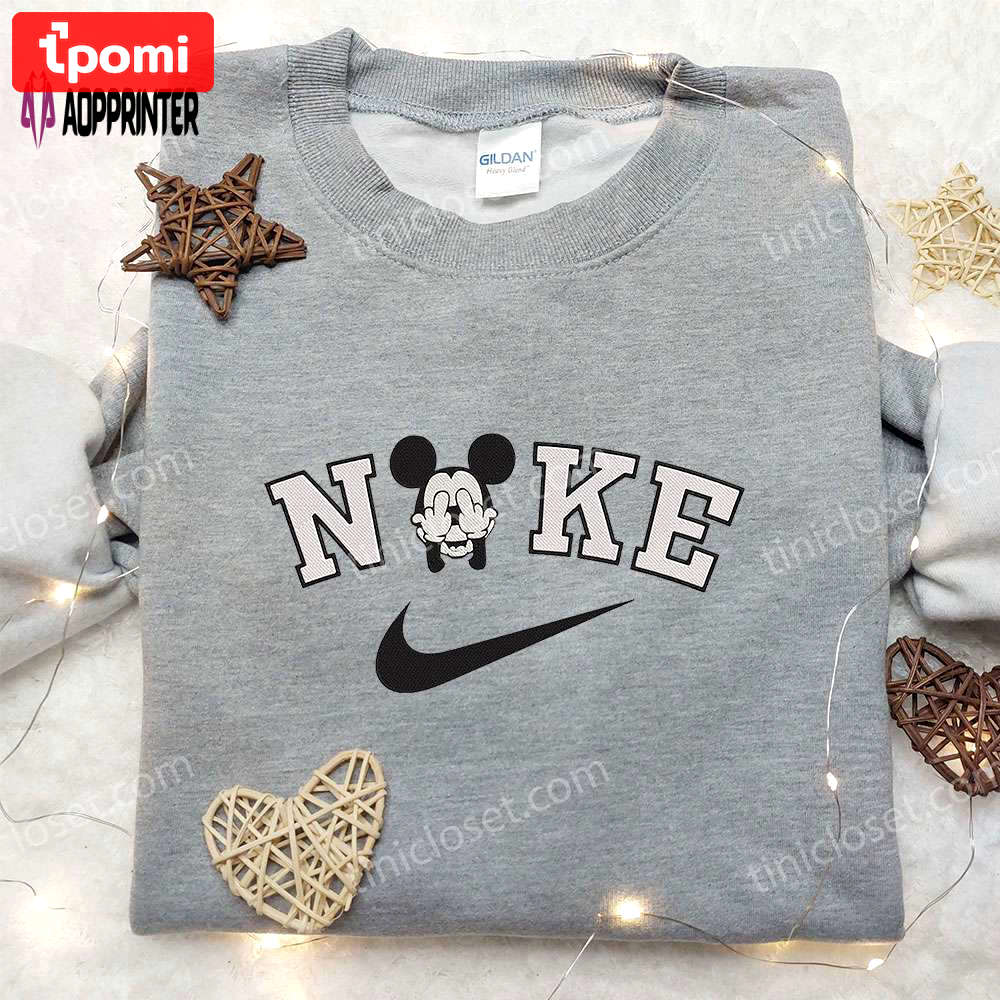 Mickey mouse x nike embroidered hoodie & disney shirt: trendy nike inspired embroidered apparel Embroidered Shirt