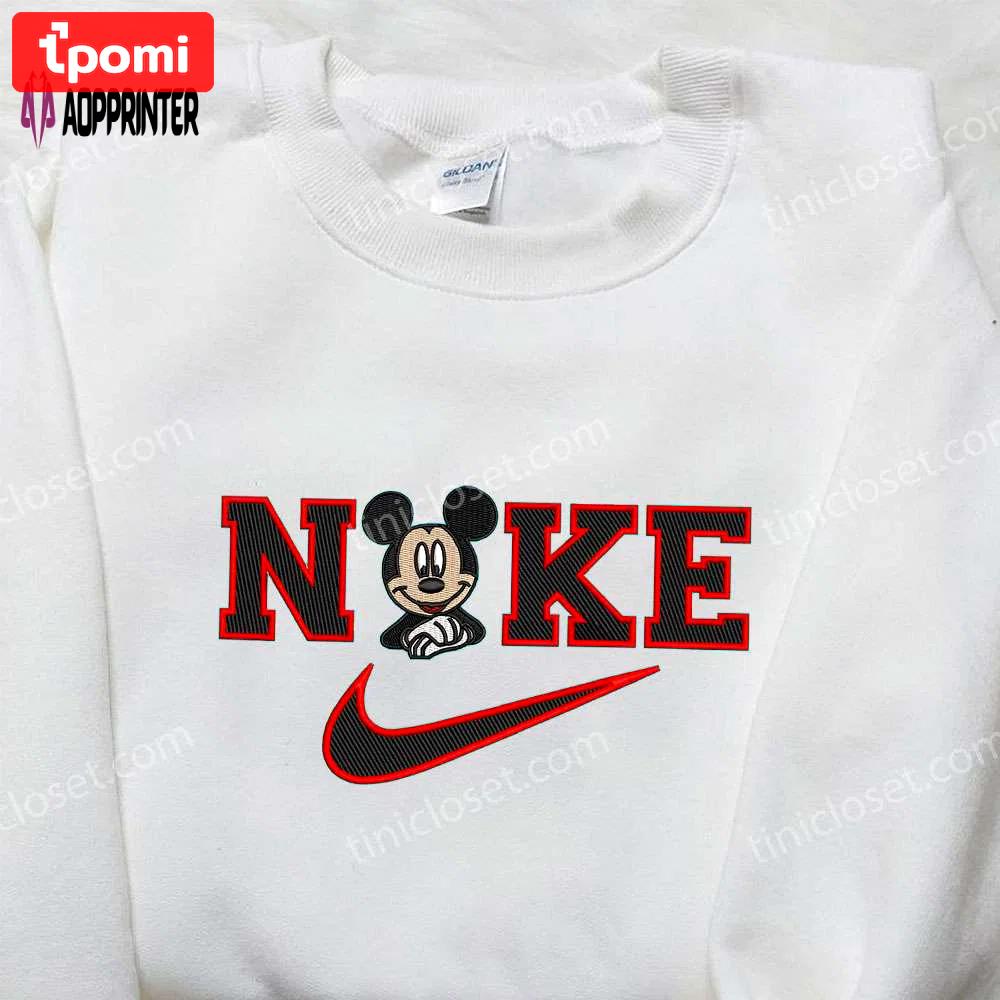 Mickey mouse x nike embroidered sweatshirt: disney shirt with nike inspiration Embroidered Shirt