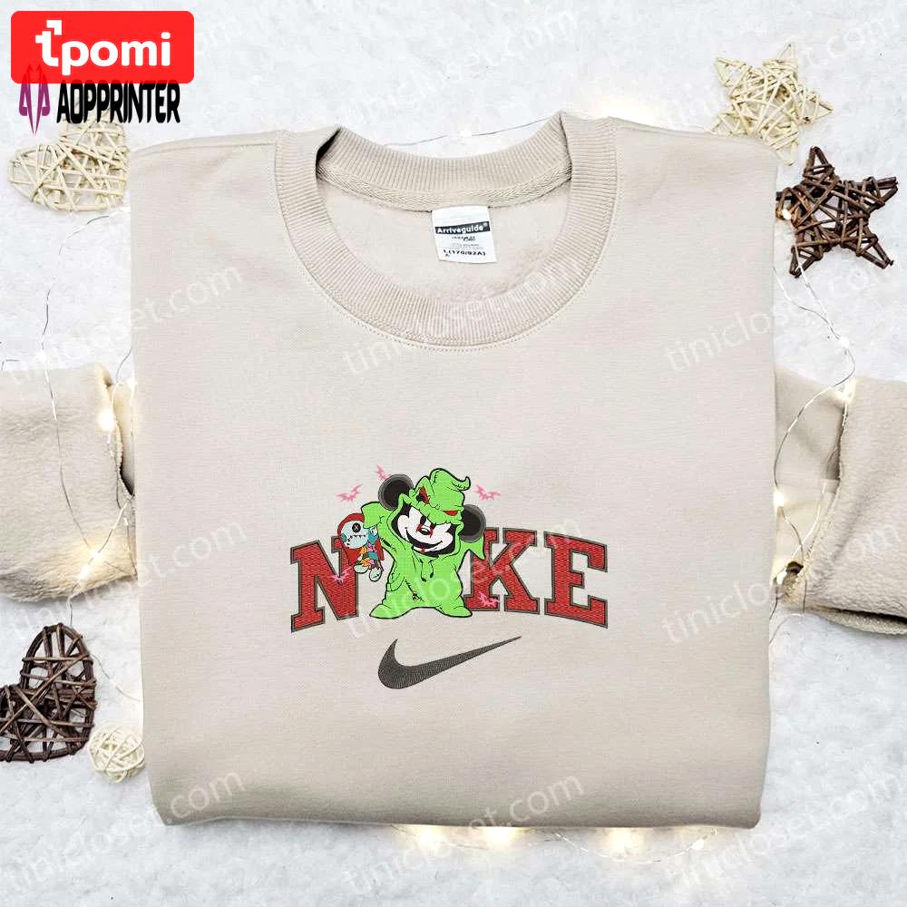 Mickey oogie boogie halloween x nike embroidered sweatshirt – horror movie shirt best halloween gift ideas Embroidered Shirt