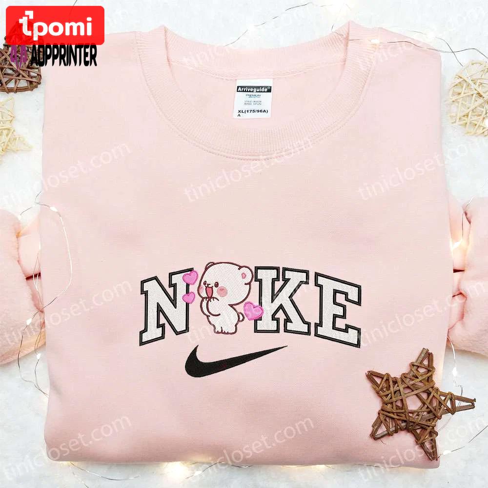 Milk bear x nike embroidered shirt couple hoodie valentine t-shirt – unique & trendy apparel Embroidered Shirt