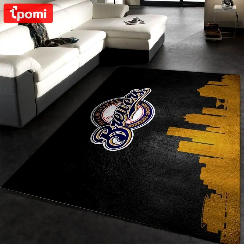 Milwaukee brewers area rug mlb team logo carpet living room rugs decor 15 Rectangle Rug