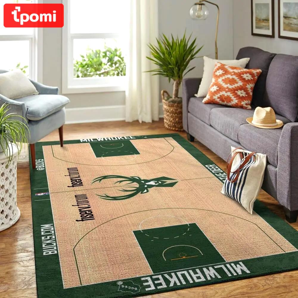Milwaukee bucks court area rug nba carpet living room rugs rug regtangle carpet Rectangle Rug