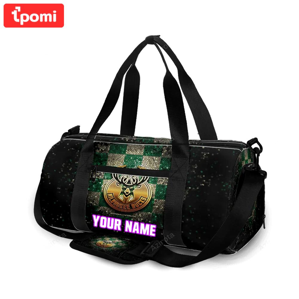 Milwaukee bucks emblem v16 personalized name travel bag gym bag 2054 Travel Bag