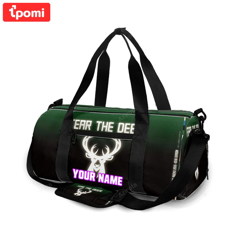 Milwaukee bucks emblem v19 personalized name travel bag gym bag 1409 Travel Bag