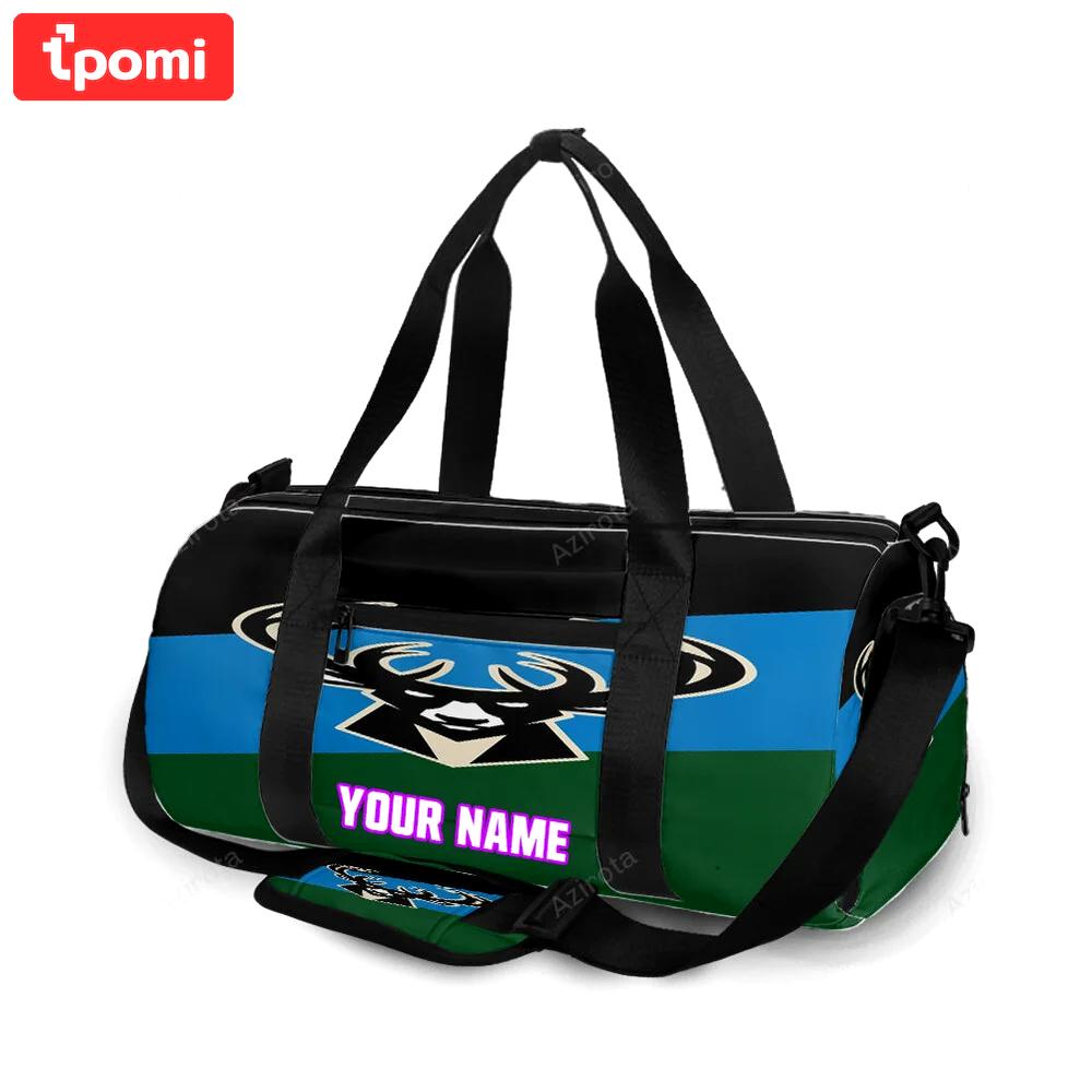 Milwaukee bucks emblem v3 personalized name travel bag gym bag 380 Travel Bag