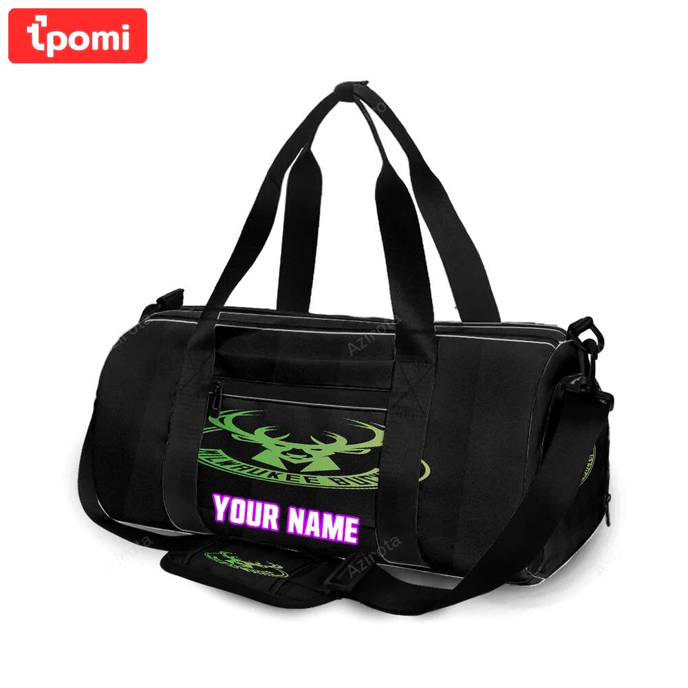 Milwaukee bucks emblem v50 personalized name travel bag gym bag 673 Travel Bag