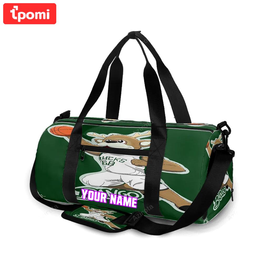Milwaukee bucks mascot v45 personalized name travel bag gym bag 318 Travel Bag