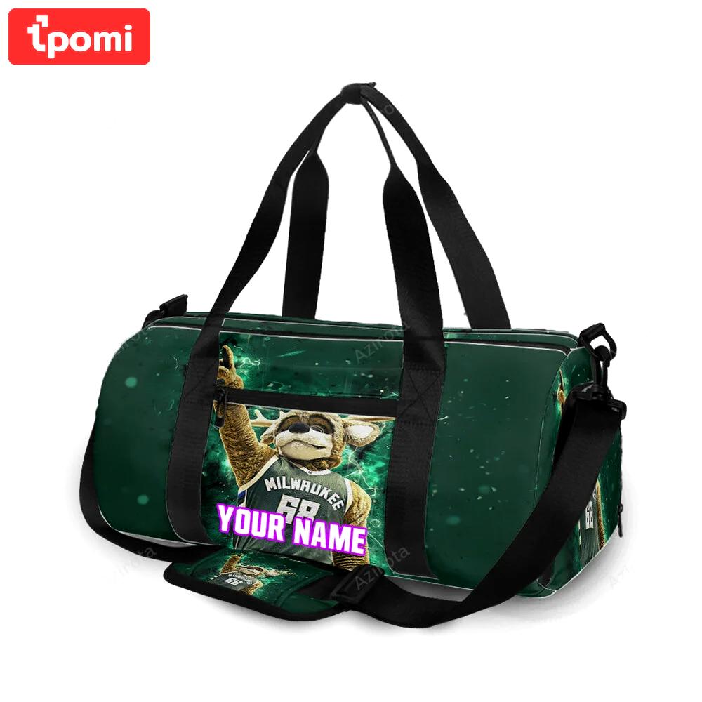 Milwaukee bucks mascot v48 personalized name travel bag gym bag 1630 Travel Bag