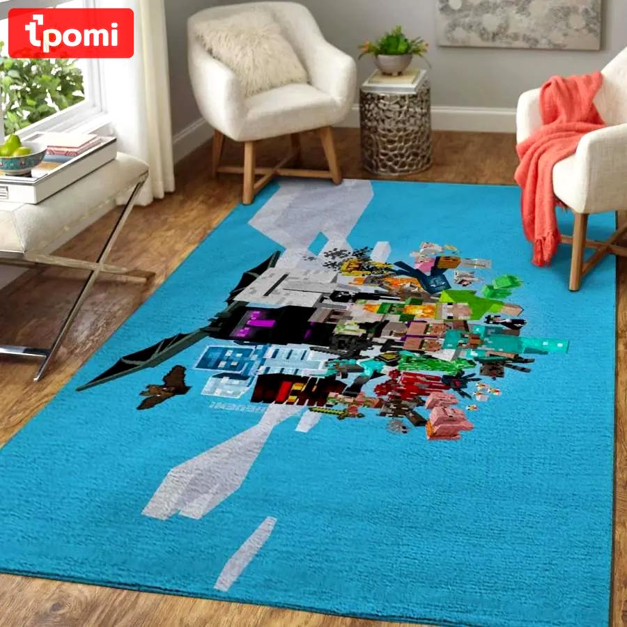 Minecraft area rug living room rug home decor gaming home decor Rectangle Rug