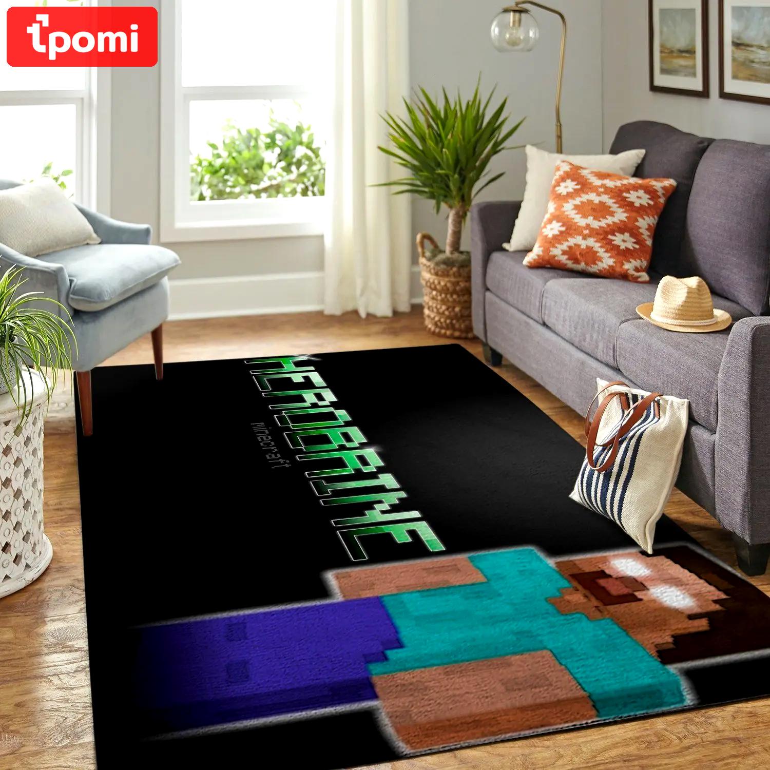Minecraft area rug video game carpet gamer living room rugs rug regtangle carpet floor decor home decor v199 Rectangle Rug