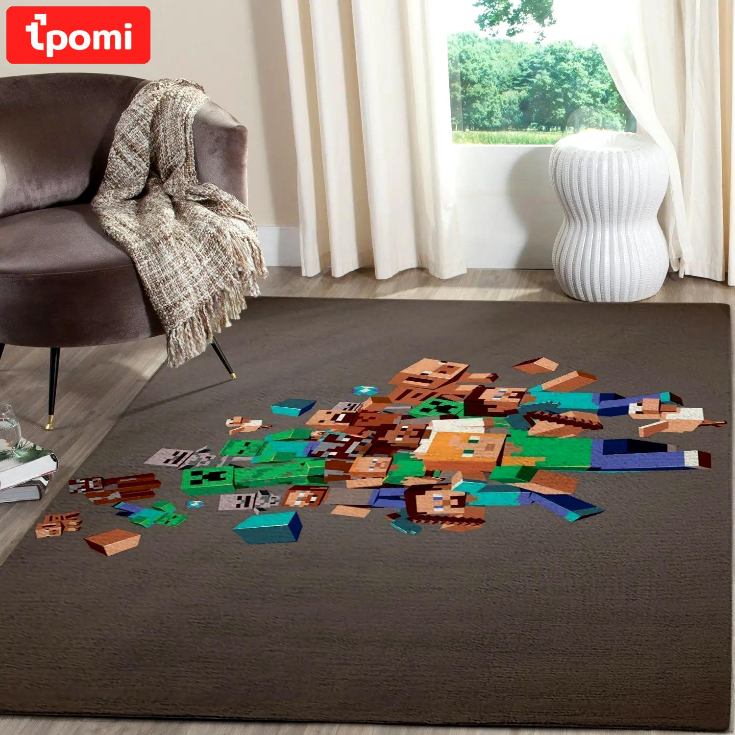 Minecraft area rug video game carpet gamer living room rugs rug regtangle carpet floor decor home decor v208 Rectangle Rug