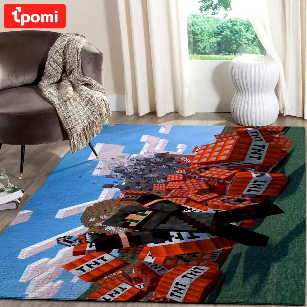 Minecraft area rug video game carpet gamer living room rugs rug regtangle carpet floor decor home decor v210 Rectangle Rug