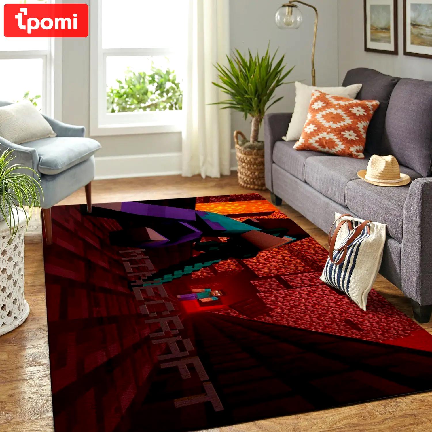 Minecraft area rug video game carpet gamer living room rugs rug regtangle carpet floor decor home decor v229 Rectangle Rug
