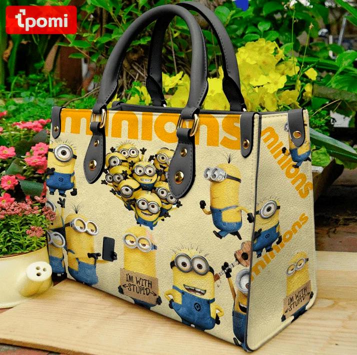 Minions 1 leather handbag gift for women 4654 Women Leather Hand Bag