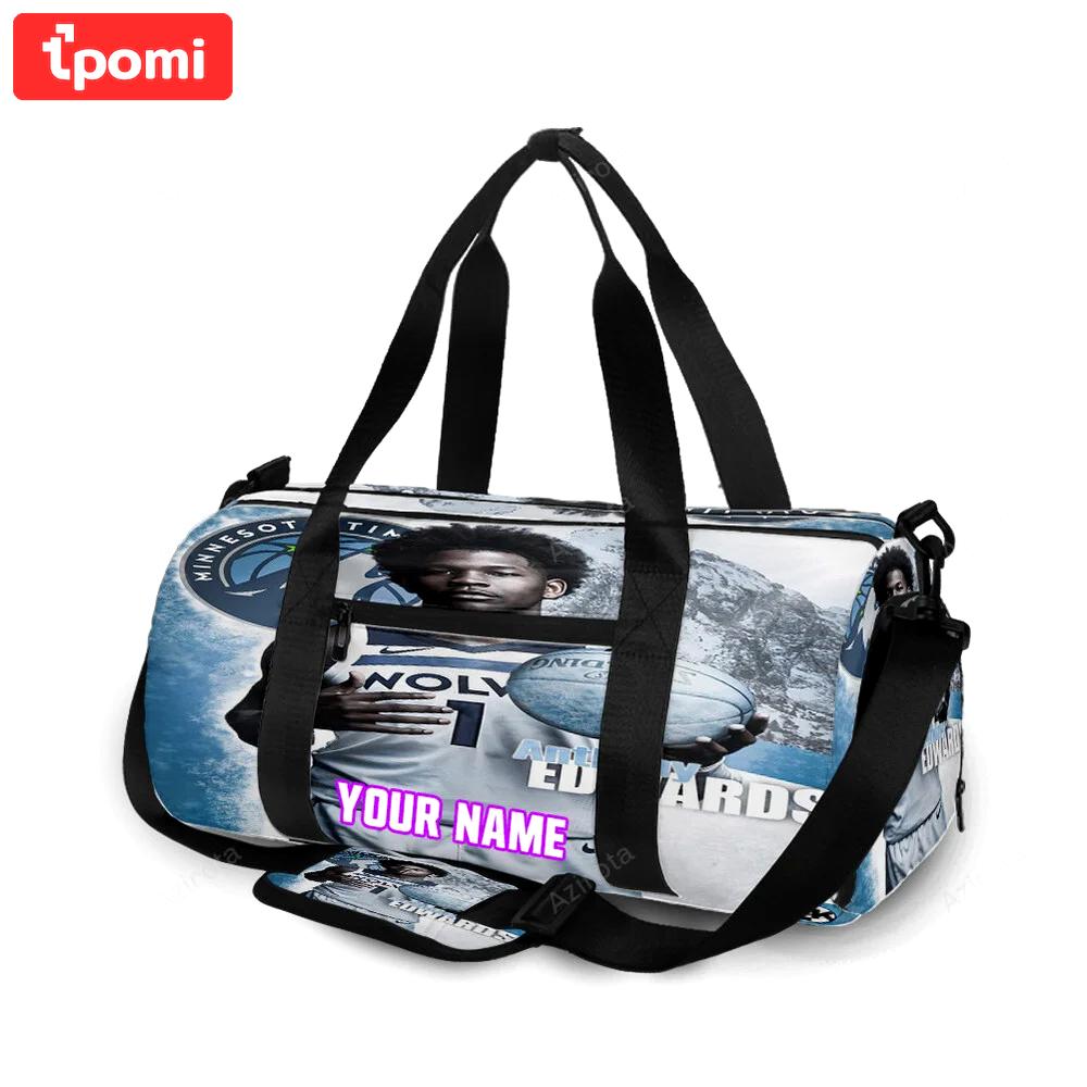 Minnesota timberwolves 1 anthony edward v40 personalized name travel bag gym bag 354 Travel Bag