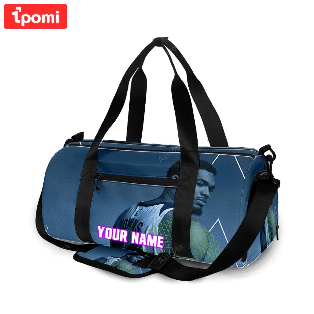 Minnesota timberwolves 32 karl anthony towns v21 personalized name travel bag gym bag 123 Travel Bag