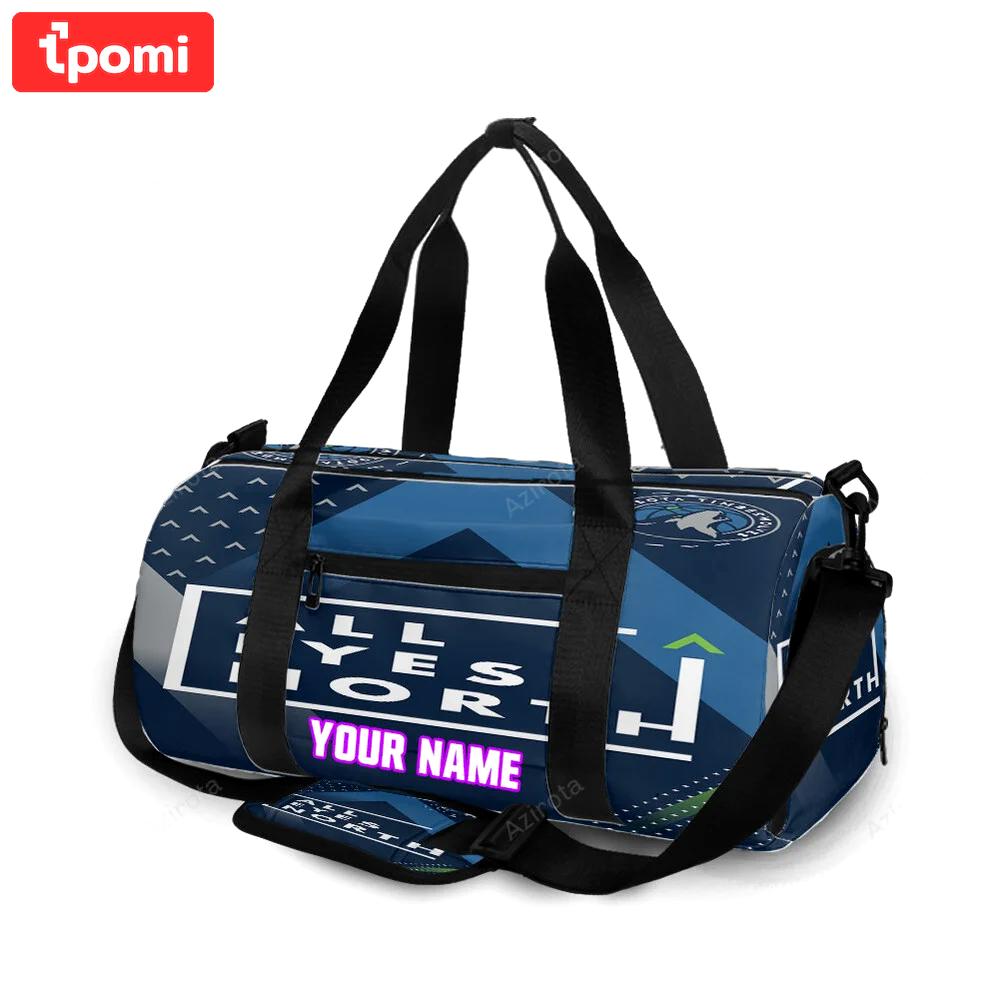Minnesota timberwolves all eyes north v20 personalized name travel bag gym bag 1403 Travel Bag