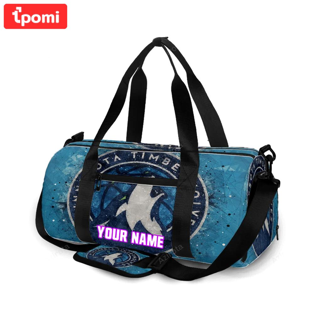 Minnesota timberwolves emblem v15 personalized name travel bag gym bag 1296 Travel Bag