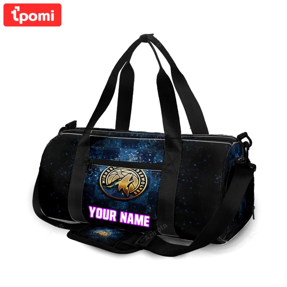 Minnesota timberwolves emblem v26 personalized name travel bag gym bag 218 Travel Bag